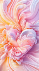 Poster - Intricate heart shape emerges from flowing pastel colors blending together in a mesmerizing fractal pattern