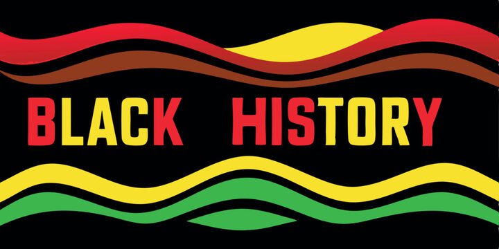 black history month graphic with bold colors and waves