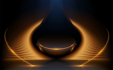 Wall Mural - stage with golden light effects