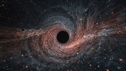 Wall Mural - black hole against starfield, artwork. multiverse travel, time, black hole, universe, dimension
