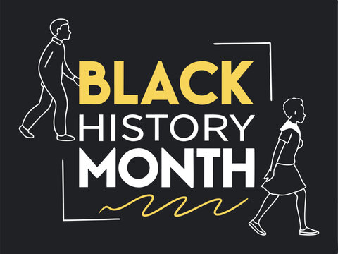 black history month celebration with minimalist design and walking figures