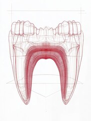Aufkleber - Schematic representation of a dental arch with a minimalist design, suitable for dental clinics and presentations, featuring copy space for text. Generative AI