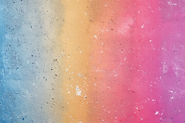 Poster - colorful background with a rainbow stripe and a white stripe. The background is made of paint splatters and has a messy, abstract look