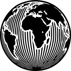 Wall Mural - Detailed earth globe black vector icon.