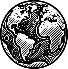 Wall Mural - Detailed earth globe black vector icon.