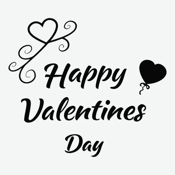 Happy valenttine day typography  silhouette vector art and illustration