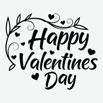 Happy valenttine day typography  silhouette vector art and illustration