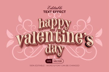 Poster - Happy Valentine's Day Text Effect 3D Curved Style. Editable Text Effect.