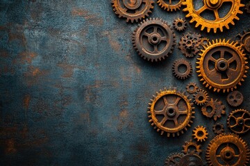 Leinwandbilder - Rusty gears and cogs creating a steampunk background