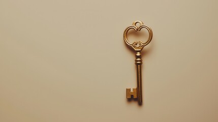 Poster - Elegant Isolated Vintage Key on Neutral Background with Simple Design for Creative Use