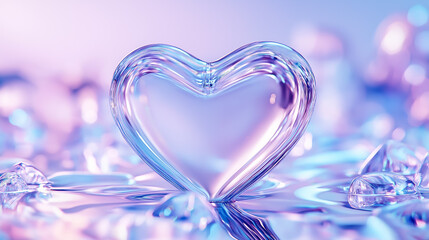 Poster - Liquid mercury forms a heart shape, reflecting light and creating an elegant, captivating atmosphere