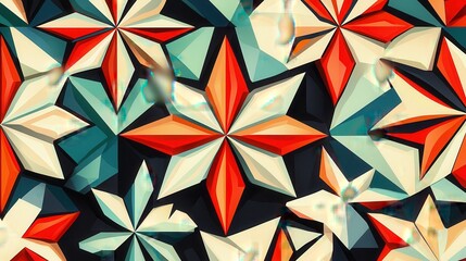 Poster - Geometric Star Pattern Design with Vibrant Colors and Dynamic Shapes for Creative Projects