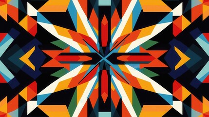 Poster - Vibrant Geometric Star Pattern Symbolizing Strength and Unity in Bold Colors