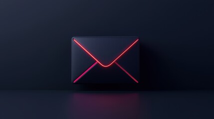 Poster - Modern Envelope Icon Symbolizing Communication with Neon Accents in Dark Background