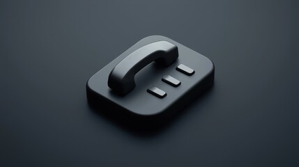Poster - Monochrome Telephone Icon on Dark Background with Clear Design Elements for Modern Aesthetic