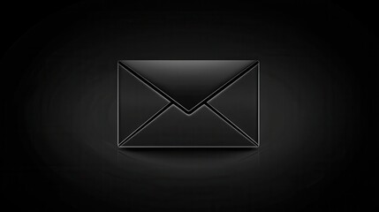 Poster - Simple Black Envelope Icon Symbol for Mail Representation on Dark Background