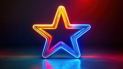 Poster - Colorful Glowing Star Icon with Bright Gradient and Vibrant Neon Effects for Modern Designs