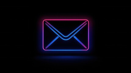 Poster - Neon Envelope Icon Illustrating Modern Postal Design with Bright Colors and Artistic Flair