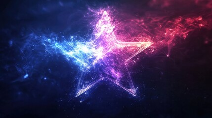 Fototapete - Abstract Glowing Star Icon with Soft Mysterious Effects and Colorful Light Trails