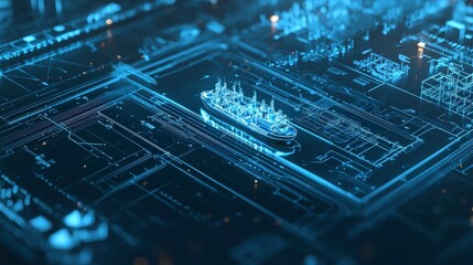 Poster - Energy stock oil infrastructure visualization digital ocean 3d model futuristic setting aerial perspective innovation