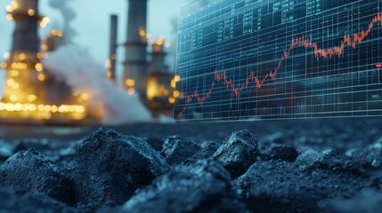 Aufkleber - Energy market trends insights on fossil fuels urban landscapes and financial data in the industrial sector