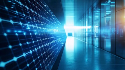 Fototapete - Innovative solar energy stock solutions modern office digital visualization high-tech environment futuristic perspective