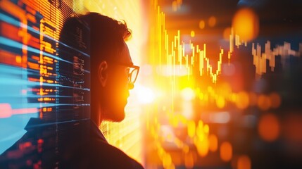 Aufkleber - Analyzing solar energy stock trendsinvestor insights in a digital economy modern office environment conceptual viewpoint
