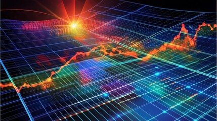 Fototapete - Energy stock portfolio growth infographic visualization of data insights and investment strategies in virtual markets