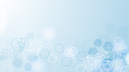 Poster - health care abstract background with hexagons, lines and dots. medical innovation banner template co