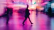 © Cetin - Abstract Motion Blur of Person Walking in Pink Tones
