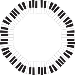 vector round frame of piano keyboard. modern music illustration. classic music. template for piano concert