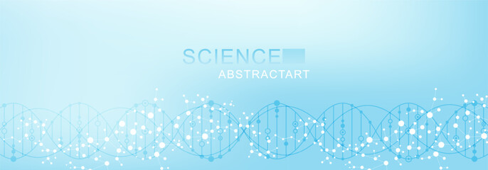 Poster - Molecular structure DNA, atom, neurons. Science concept for your design. Connected lines with dots. Medical, technology, chemistry, science background. illustration