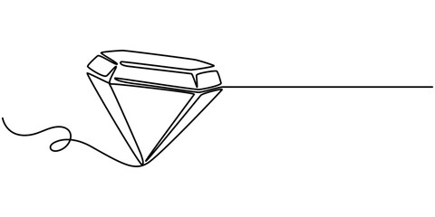 Fototapete - Continuous Line Drawing of Diamond Icon. Hand Drawn Symbol Vector Illustration, Continuous one line drawing of diamond stone. One line drawing illustration of luxury diamond. Jewellery, gemstone. 