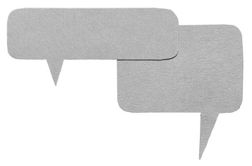 Poster - Grey gray blank cut out cardboard paper speech bubbles with rough edges and copy space for text on transparent png background design element