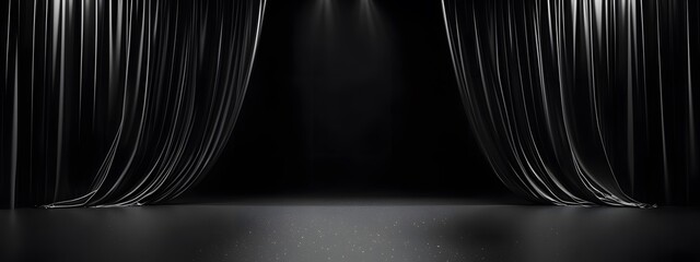 Wall Mural - Black stage with empty curtains design 