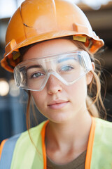 Poster - Construction worker wearing safety gear at a job site