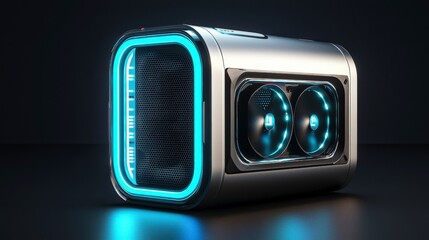 Aufkleber - Close-up view of innovative led desktop computer modern workspace photography in a futuristic environment