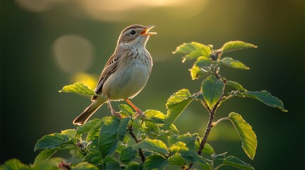 Poster - A small bird sitting on top of a tree branch