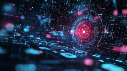 Fototapete - Futuristic data visualization digital space abstract graphics virtual environment close-up view technology concepts