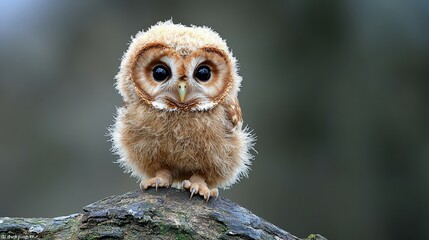 Poster - A small owl sitting on top of a tree branch