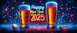 © Albert - two glasses of beer with the words happy new year 2025 on them