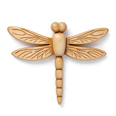 Wall Mural - Intricately carved wooden dragonfly sculpture for home decoration, photography of still life concept.