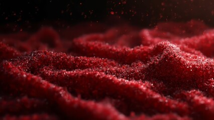 Wall Mural - A close up of a pile of red sugar on a black background