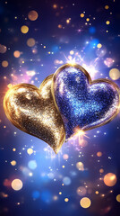 Poster - Golden and blue hearts display love and emotion against a vibrant background, embodying unity and cultural pride