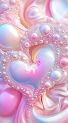 Poster - Intricate fractal heart pattern emerges with colorful layers and lustrous bubbles, evoking a sense of infinity and love