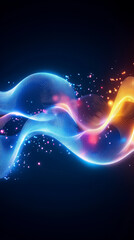 Poster - Vibrant sound waves depict emotional love's frequency in captivating patterns on a dark background
