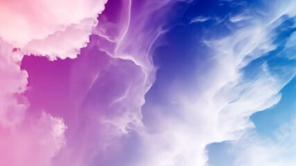 Aufkleber - Dreamy pink and blue sky with fluffy clouds, ethereal atmosphere. Abstract nature and weather concept