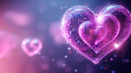 Poster - Glowing hearts intertwine to symbolize quantum entanglement, showcasing intricate patterns in vibrant hues