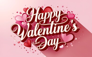 happy valentine's day typography greeting card banner decorated by hand drawn text and hearts. valen