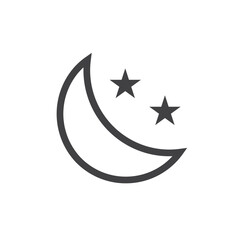 Fototapete - Half moon icon Simple outline vector logo